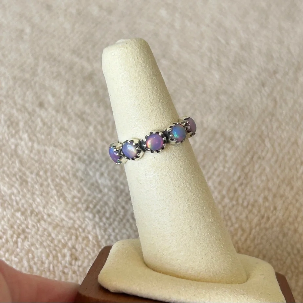 925 Sterling Silver Opal Eternity Ring